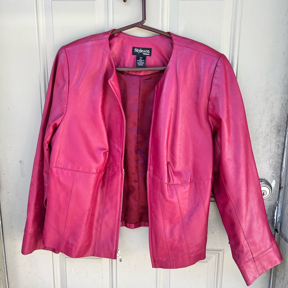 Red leather jacket